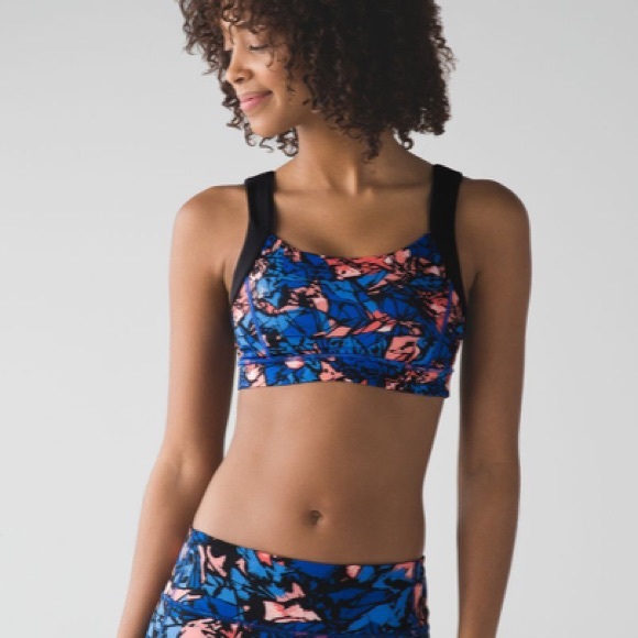 Lululemon Pavement Pusher Bra Mini Paint Storm Harbor Blue Multi Size 6